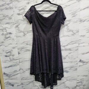 MllesReve Cocktail Party Dress Women Size XL Black Vintage Floral Lace Hi Low